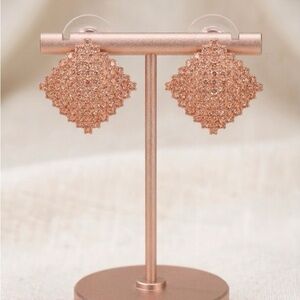 Rose Gold Square CZ Earrings